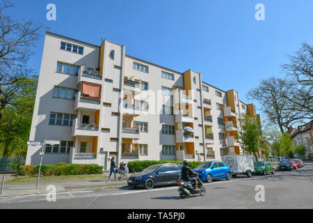 Costruzioni residenziali di Hans Scharoun, Mäckeritzstrasse, grande insediamento Siemensstadt, Spandau, Berlino, Germania, Wohnbauten von Hans Scharoun, M Foto Stock