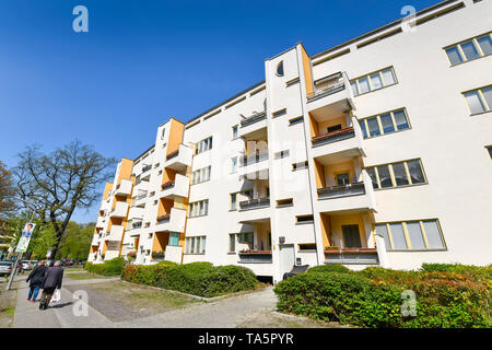 Costruzioni residenziali di Hans Scharoun, Mäckeritzstrasse, grande insediamento Siemensstadt, Spandau, Berlino, Germania, Wohnbauten von Hans Scharoun, M Foto Stock