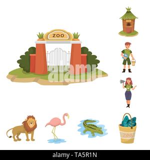 Oggetto isolato di zoo e parco icona. Set di zoo e animale icona vettore per il magazzino. Illustrazione Vettoriale