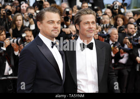 Leonardo DiCaprio e Brad Pitt che frequentano il 'una volta in Hollywood' premiere durante la 72a Cannes Film Festival presso il Palais des Festivals il 21 maggio 2019 a Cannes, Francia | Utilizzo di tutto il mondo Foto Stock