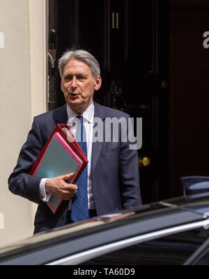 Londra, Regno Unito. 22 maggio 2019. Philip Hammond MP PC, il Cancelliere dello Scacchiere, foglie 11 Downing Street, Londra Credit Ian Davidson/Alamy Live News Foto Stock