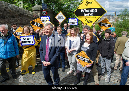 Edinburgh, Regno Unito. 22 maggio 2019. Alla vigilia delle elezioni europee del gruppo del Partito europeo dei liberali democratici Leader vince i raduni di cavo di attivisti e militanti di Edimburgo. All'inizio di un giorno lungo REGNO UNITO-ampio banco vince il cavo si dice che i liberali democratici sono impostati per rendere i guadagni, anche in Scozia, come il partito più forte di rimanere nel Regno Unito. Credito: Colin Fisher/Alamy Live News Foto Stock