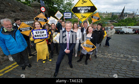 Edinburgh, Regno Unito. 22 maggio 2019. Alla vigilia delle elezioni europee del gruppo del Partito europeo dei liberali democratici Leader vince i raduni di cavo di attivisti e militanti di Edimburgo. All'inizio di un giorno lungo REGNO UNITO-ampio banco vince il cavo si dice che i liberali democratici sono impostati per rendere i guadagni, anche in Scozia, come il partito più forte di rimanere nel Regno Unito. Credito: Colin Fisher/Alamy Live News Foto Stock