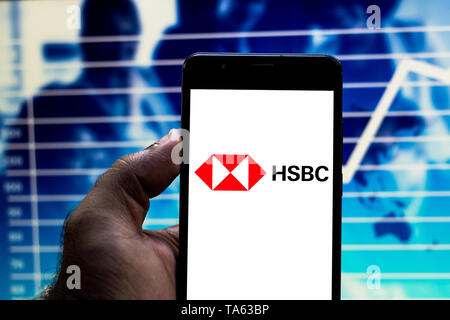 Il Brasile. 21 Maggio, 2019. In questa foto illustrazione il logo HSBC si vede visualizzato su uno smartphone. Credito: Rafael Henrique SOPA/images/ZUMA filo/Alamy Live News Foto Stock