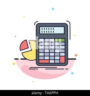 Calcolatrice, calcolo, matematica, progresso, grafico a colori piatto vettore icona Illustrazione Vettoriale