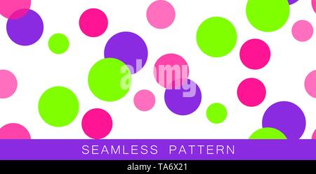 Vector seamless pattern. Infinite texture in rosa di plastica verde UFO e proton colori viola.sfondo astratto con cerchi. Positivo colorato Illustrazione Vettoriale