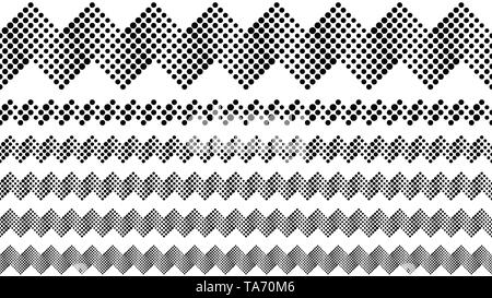 Monocromatico punto geometrico pattern separatore di pagina impostato Illustrazione Vettoriale