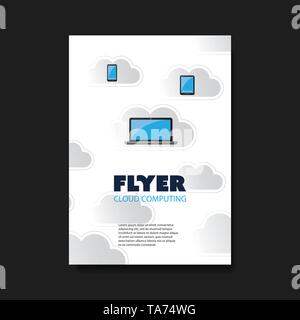 Volantino del design del coperchio con il modello di cloud computing, reti Design - la copertina del libro di design creativo con le reti e il Cloud Computing concetto, mobilità Illustrazione Vettoriale
