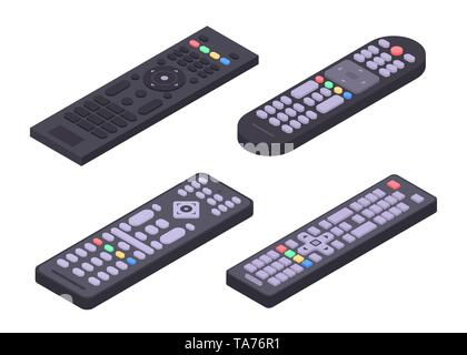 Remote set di icone, stile isometrico Illustrazione Vettoriale