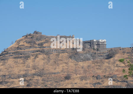 India, nello Stato di Maharashtra, Aurangabad, Daulatabad, Daulatabad Fort aka Deogiri (Collina degli dèi) c. Il XIII secolo. Uno dei migliori del mondo conservati Foto Stock