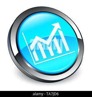 Icona statistiche isolati su 3d blu ciano pulsante rotondo illustrazione astratta Foto Stock