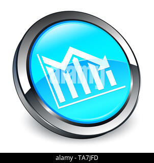 Statistiche icona giù isolati su 3d blu ciano pulsante rotondo illustrazione astratta Foto Stock