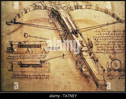 Leonardo Da Vinci vintage artwork Foto Stock