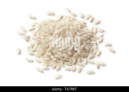 Cumulo di italiano risotto Carnaroli riso isolato su sfondo bianco Foto Stock