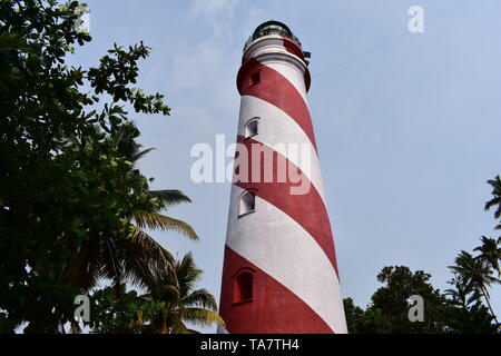 Quilon, Kerala, India: 2 marzo 2019 - Il più alto faro di Kerala Foto Stock