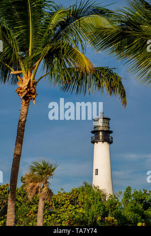Cape Florida Lighthouse e lanterna in Bill Baggs parco dello stato in ,Florida Foto Stock