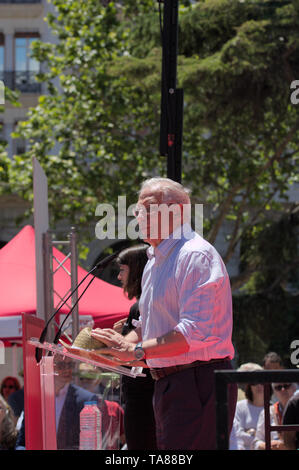 Maggio 19, 2019. Valencia, Spagna. Incontro del presidente del Parlamento europeo Josep Borrell PSOE candidato per il Parlamento europeo, Josep Borrell Foto Stock