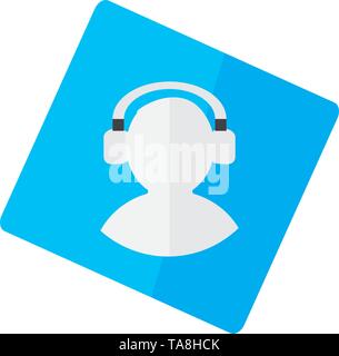 Utente isolato avatar con le cuffie su un adesivo Illustrazione Vettoriale