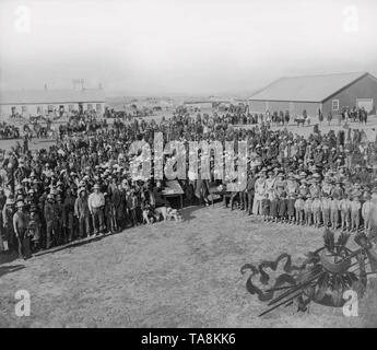 Tenendo il censimento a piedi Agenzia di roccia, South Dakota, Fotografia di David Francesco Barry, tra 1880 e 1900 Foto Stock