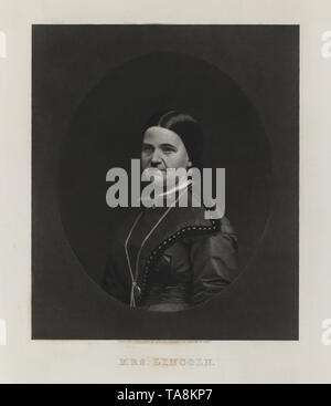 La sig.ra Lincoln, Half-Length ritratto della prima signora Mary Todd Lincoln, inciso e Pubblicato da William Sartain, inizio 1860 il Foto Stock