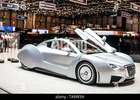 Ginevra, Svizzera, Marzo 07, 2019 Hispano Suiza Carmen GT elettrico a Ginevra International Motor Show, tutto-elettrico alimentato a batteria auto Foto Stock