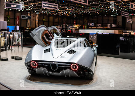 Ginevra, Svizzera, Marzo 07, 2019 Hispano Suiza Carmen GT elettrico a Ginevra International Motor Show, tutto-elettrico alimentato a batteria auto Foto Stock