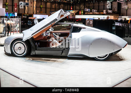 Ginevra, Svizzera, Marzo 07, 2019 Hispano Suiza Carmen GT elettrico a Ginevra International Motor Show, tutto-elettrico alimentato a batteria auto Foto Stock