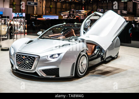 Ginevra, Svizzera, Marzo 07, 2019 Hispano Suiza Carmen GT elettrico a Ginevra International Motor Show, tutto-elettrico alimentato a batteria auto Foto Stock