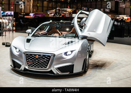 Ginevra, Svizzera, Marzo 07, 2019 Hispano Suiza Carmen GT elettrico a Ginevra International Motor Show, tutto-elettrico alimentato a batteria auto Foto Stock