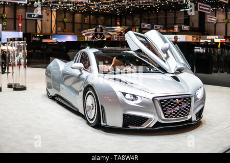 Ginevra, Svizzera, Marzo 07, 2019 Hispano Suiza Carmen GT elettrico a Ginevra International Motor Show, tutto-elettrico alimentato a batteria auto Foto Stock