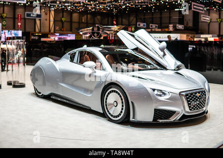 Ginevra, Svizzera, Marzo 07, 2019 Hispano Suiza Carmen GT elettrico a Ginevra International Motor Show, tutto-elettrico alimentato a batteria auto Foto Stock