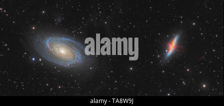 Messier 81 e Messier 82 - galassie nella costellazione dell'Orsa Maggiore. Foto Stock