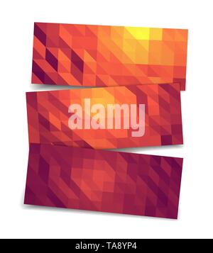 Bassa poli banner poligonale set di tag advertising design mock up copia schede di spazio con ombra Illustrazione Vettoriale