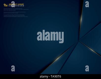 Abstract vettore gradiente blu scuro con luce dorata modello di linea. È possibile utilizzare per creare poster, annuncio di lusso, il modello di presentazione, design illustrazione. illustra Illustrazione Vettoriale