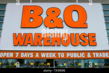 B&Q ingresso del negozio di segno. Foto Stock