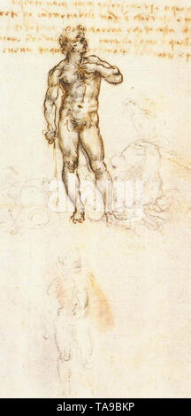 Leonardo Da Vinci - Studio David di Michelangelo 1505 Foto Stock