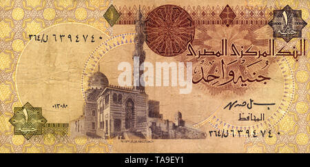 La banconota aus Ägypten, 1 Pfund, Sultan Qait Bay Moschee, 1996, sterlina egiziana banconota Foto Stock