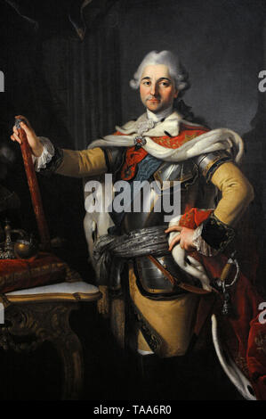 Stanislaw August Poniatowski (1732-1798). Re di Polonia. Ritratto da Per Krafft il Vecchio (1724-1793). Dettaglio. Museo Nazionale. Varsavia. La Polonia. Foto Stock