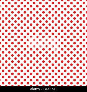 Seamless polka dot pattern vettore. Rosso su bianco. La Polka Dots texture. Illustrazione Vettoriale