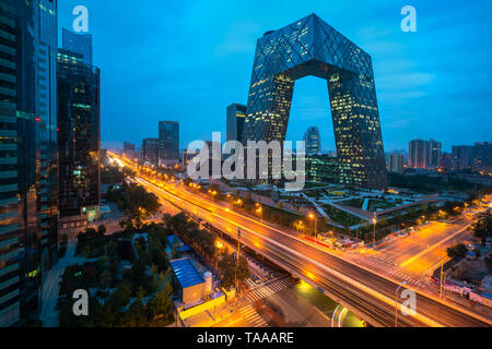 Lo skyline di Beijing Chaoyang al quartiere centrale degli affari di Pechino, Cina. Foto Stock