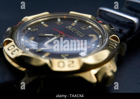 Fotografie di dettaglio di un vostock komanderski watch Foto Stock