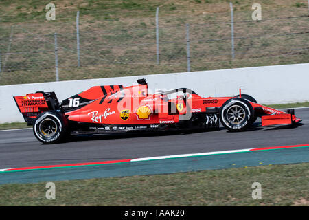 Barcellona, Spagna. Maggio 14th, 2019 - Charles Leclerc da Monaco 16 della Scuderia Ferrari in pista a F1 2019 Test al Circuit de Catalunya. Foto Stock