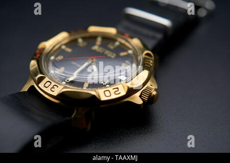 Fotografie di dettaglio di un vostock komanderski watch Foto Stock