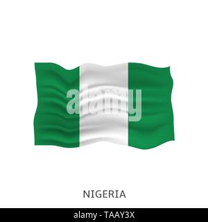 Bandiera della Nigeria. Nigerian sventola bandiera, illustrazione vettoriale Illustrazione Vettoriale