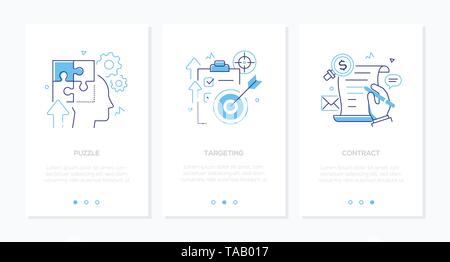 Business e Tecnologia - set di design dalla linea verticale di stile banner web Illustrazione Vettoriale