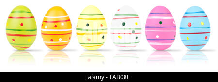 Le uova di pasqua su sfondo bianco Foto Stock