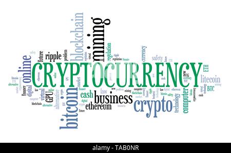 Cryptocurrency - digital virtual valute concetti. Parola segno cloud. Foto Stock