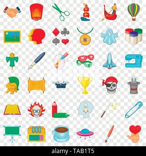 Spazzola set di icone, stile cartoon Illustrazione Vettoriale