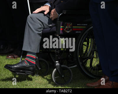 Veterano Terry Durkin, che ha servito con i Royal Marines 45 Commando, durante il non dimenticato annuale dell'Associazione Garden Party a Buckingham Palace a Londra. Foto Stock