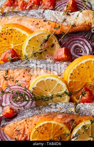 Piatto di salmone Foto Stock